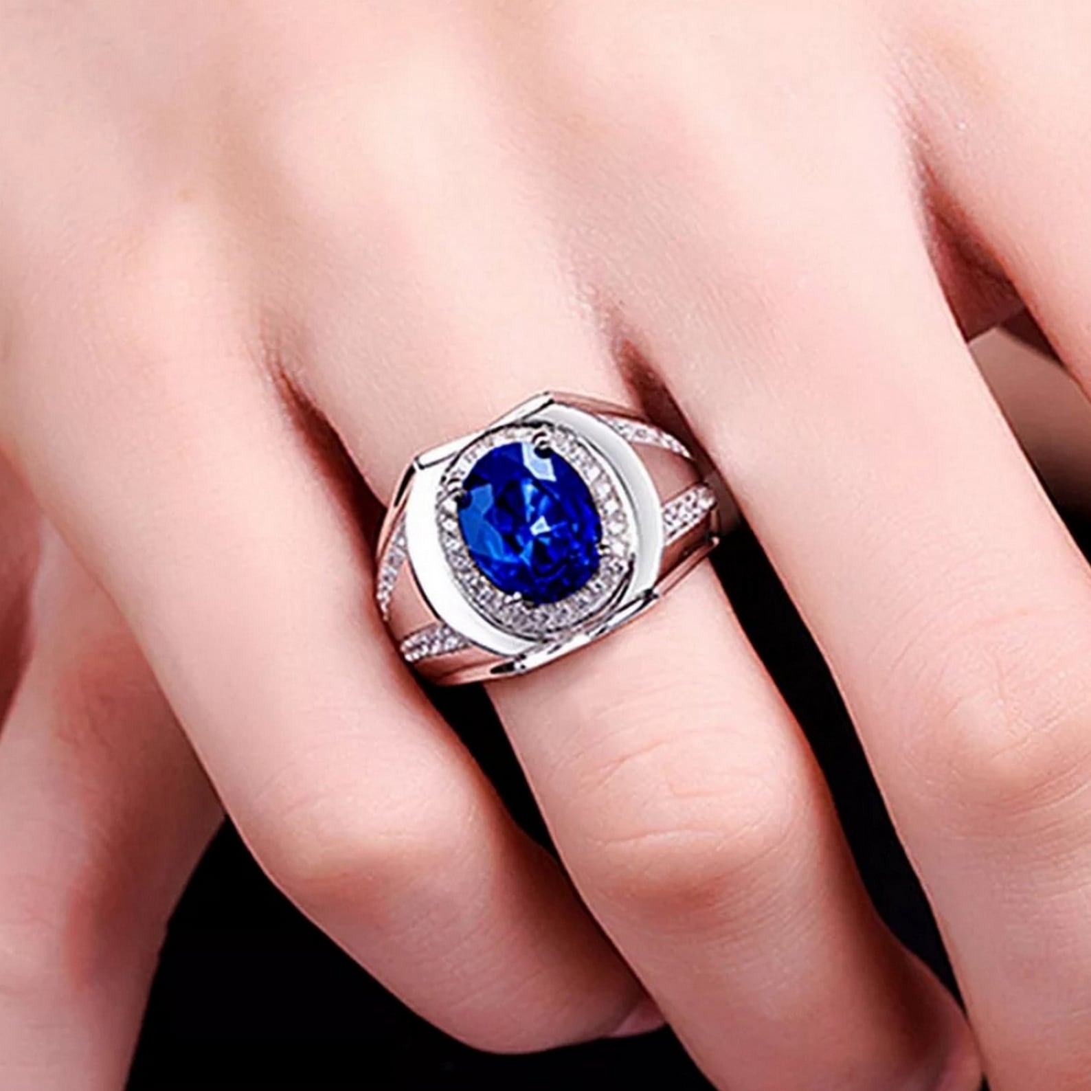 Blue Sapphire Men's Ring Natural Blue Sapphire Gents - Etsy