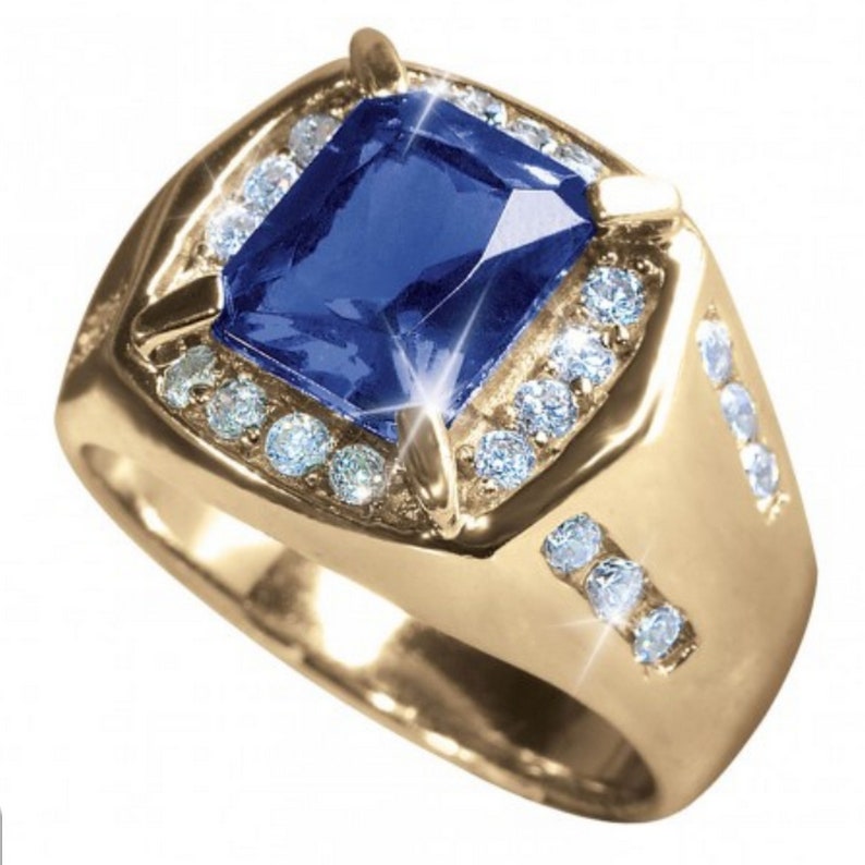Blue Sapphire Men's Ring 925 Sterling Silver Men's - Etsy
