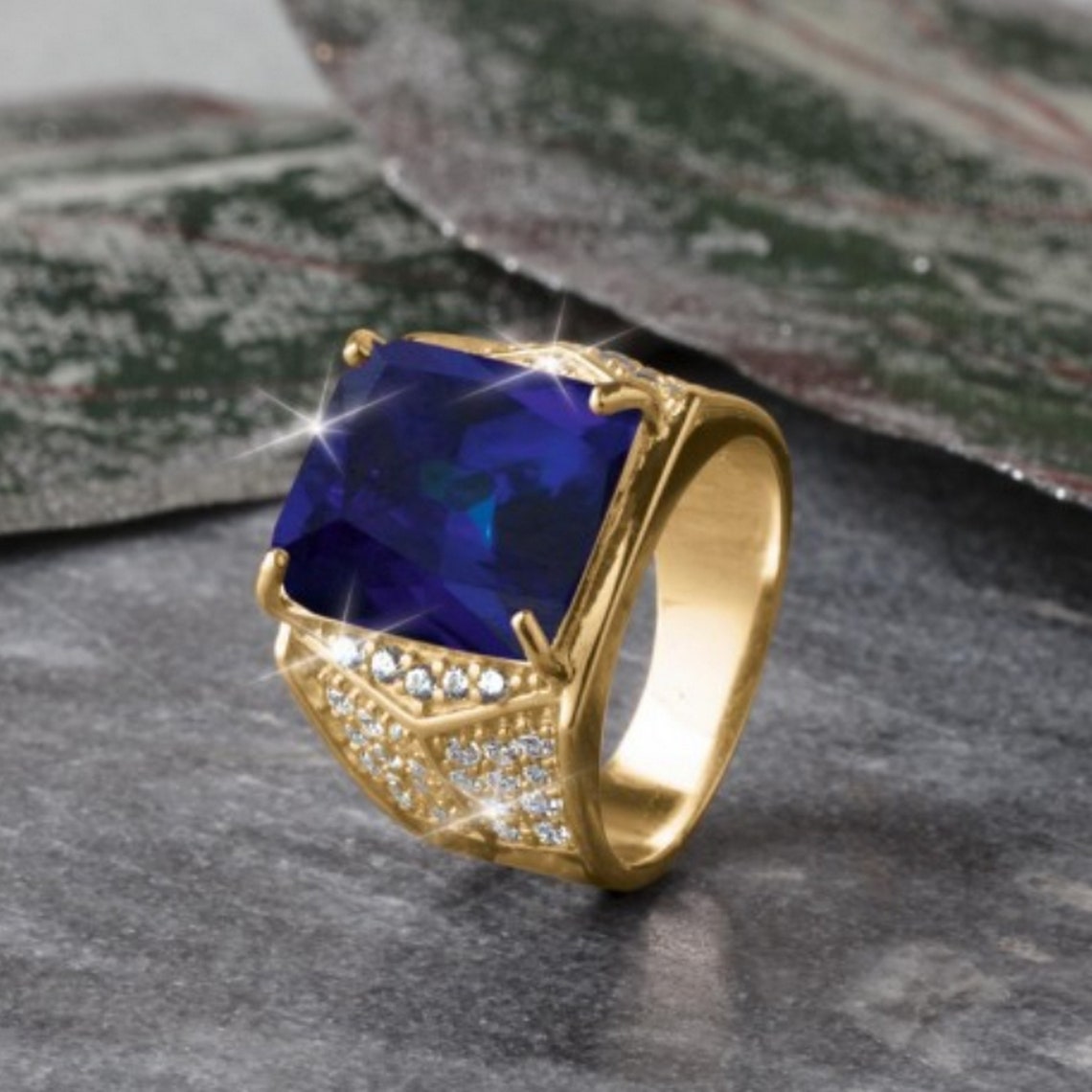 Natural Blue Sapphire Men's Ring Handmade Gents Ring Etsy