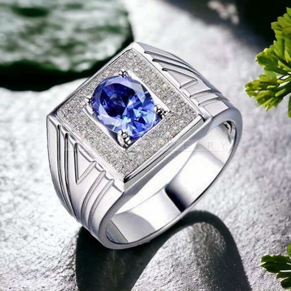 Anillo de zafiro azul: joyería de piedras preciosas hecha a mano