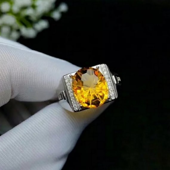 Citrine Men s Ring November Birthstone Personalized Jewelry 925