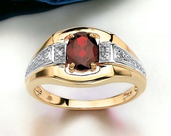Natural Garnet Ring for Men, 925 Sterling Silver, AAA Quality Garnet Ring, Handmade Ring Gift for Him, Statement Ring, Gents Ring, Men Ring