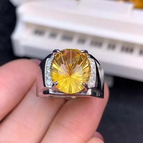 Citrine Men's Ring November Birthstone Personalized Etsy