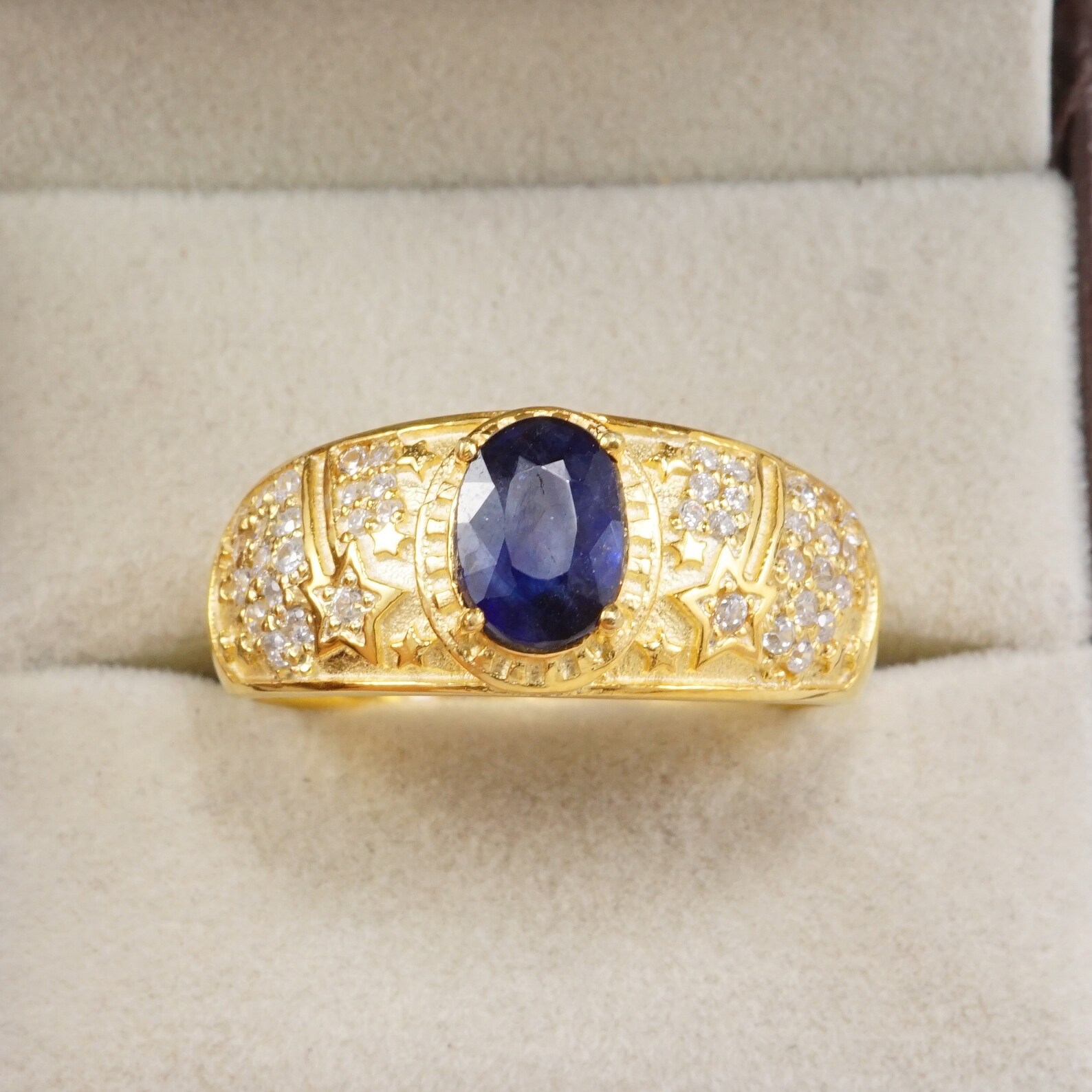 Blue Sapphire Men's Ring 925 Sterling Silver Gents Ring Etsy