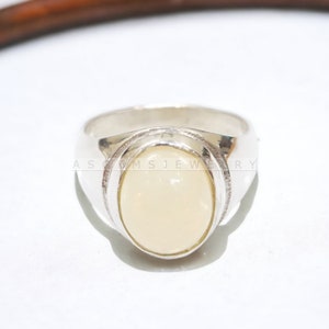 Natural Opal Men Ring AAA Quality Opal Gemstone Ring, Handmade Fire Opal Ring Personalised Engraving Men Gift 14K Gold Over Ring For Men