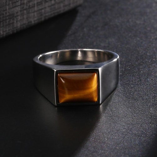 Tiger Eye Men's Ring 925 Sterling Silver Ring Etsy