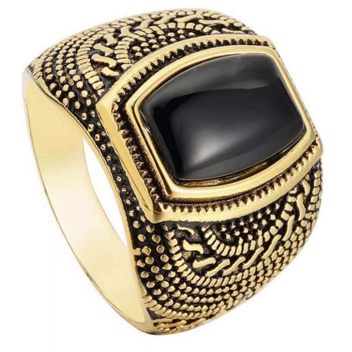 Black Onyx Men's Ring Handmade Gold Plated Ring Natural Etsy