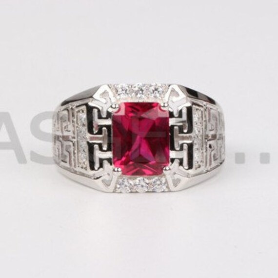 Natural Ruby Gem Men Ring in Solid 925 Sterling Silver AAA | Etsy