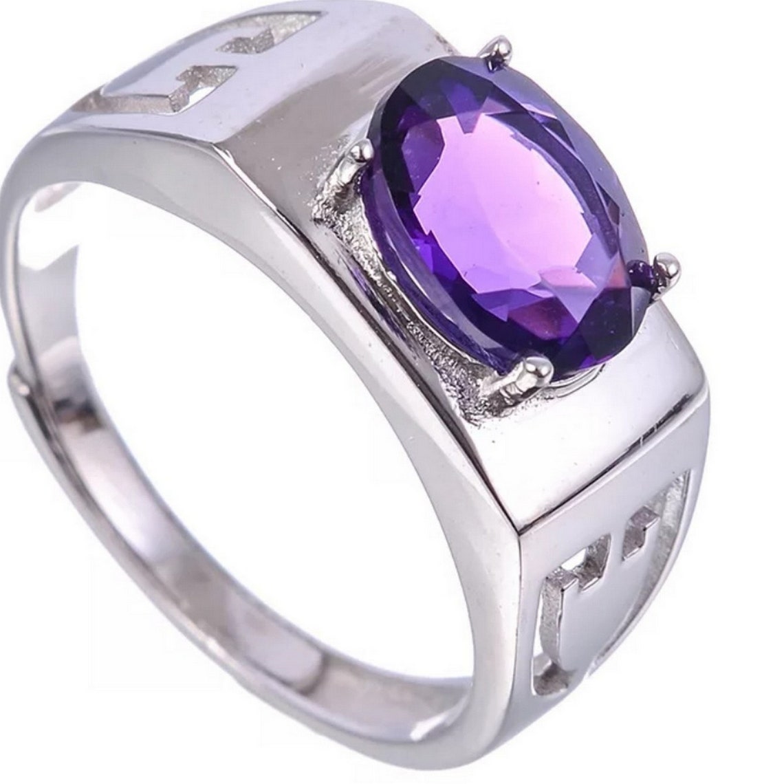 Amethyst Ring for Men Handmade Silver Ring Amethyst Silver Etsy