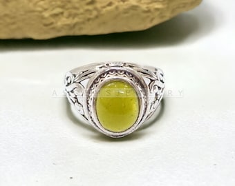 Natural Peridot Ring for Men, Solid 925 Sterling Silver, AAA Quality Peridot Ring, Handmade Statement Personalized Ring, 14k gold over