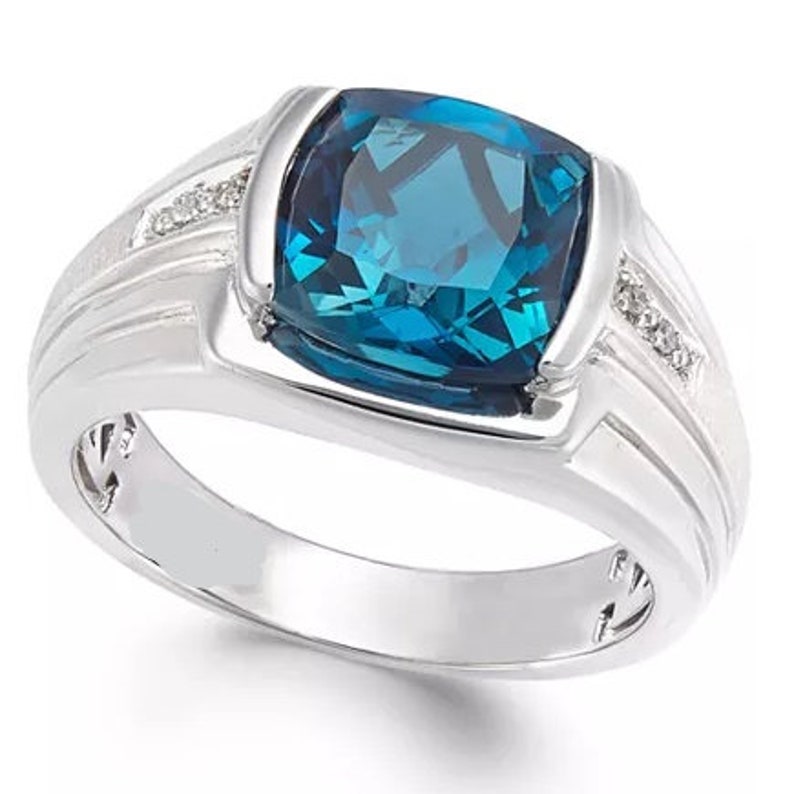 Natural Blue Topaz Men's Ring 925 Sterling Silver Etsy Canada