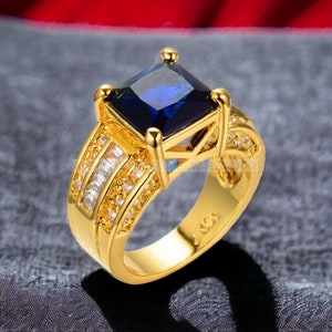 Blue Sapphire Ring for Men, Handmade, Sterling Silver, Classic Style, Elegant Gift, Husband Ring, Gemstone Jewelry, Natural Sapphir Ring