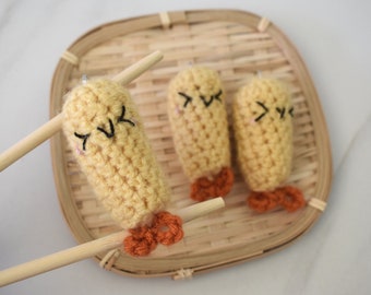 Crochet Shrimp Tempura Amigurumi Plushie Keychain | Japanese Food Toy | Foodie Ornament