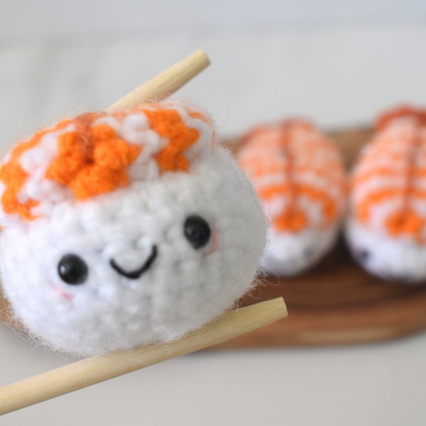 Crochet Shrimp Nigiri Sushi Amigurumi Plushie Keychain | Japanese Food Toy | Foodie Ornament