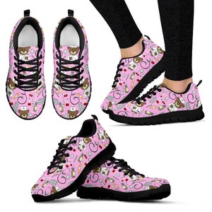 FLASH SALE - Weihnachts-Sneaker - Schwarz, Damen-Sneaker, Bear Nurse Bubble Gum Damen-Sneaker, Geschenk für Urlaub