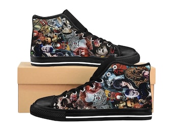 Horror Movie Character High-Top Sneakers: Halloween Fashion Shoes