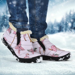 FLASH SALE - Te koop, Women's Winter Sneakers - Cute Flamingo Trainer Boots Winter Enkellaarsjes, anti-slip rubber