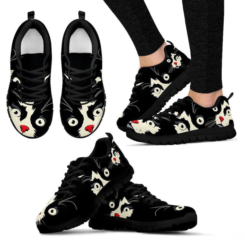 Cat Women's Sneakers Custom Printed Running Shoes Etsy