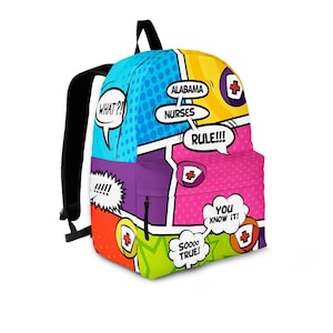Alabama Comic Nurse Sac à dos, Sac à dos de l’école secondaire Enfants, Adolescents École - Sac à dos Sac à dos de retour à l’école, LIVRAISON GRATUITE