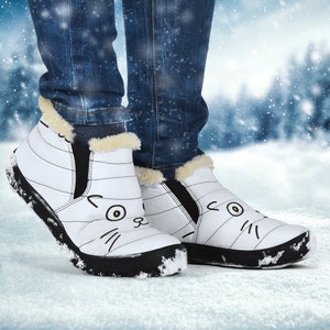 Winter Women's  Sneakers - Cat Design Winter Trainer Boots, Ankle Boots, anti-slip rubber