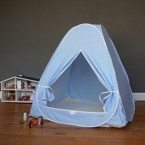 Spielzelt, Zelt, Tipi, blau mit weißen Punkten