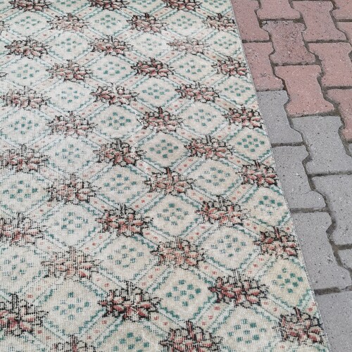 Turkish Rug, Vintage Rug, Oushak Rug, Handmade Rug, Runner Rug,Hallway Rug, Geometric Rug, Stair Rug, shops Antique Rug,3x6.4Ft