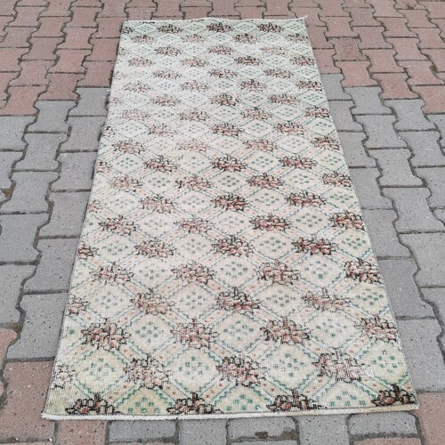 Turkish Rug, Vintage Rug, Oushak Rug, Handmade Rug, Runner Rug,Hallway Rug, Geometric Rug, Stair Rug, shops Antique Rug,3x6.4Ft