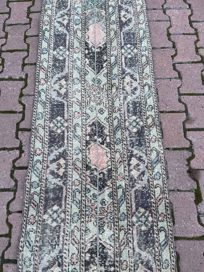 runner rug oushak rug vintage hallway rug turkish rug wool rug hand knotted rug turkey floor rug 2.3 x 12.2 ft.