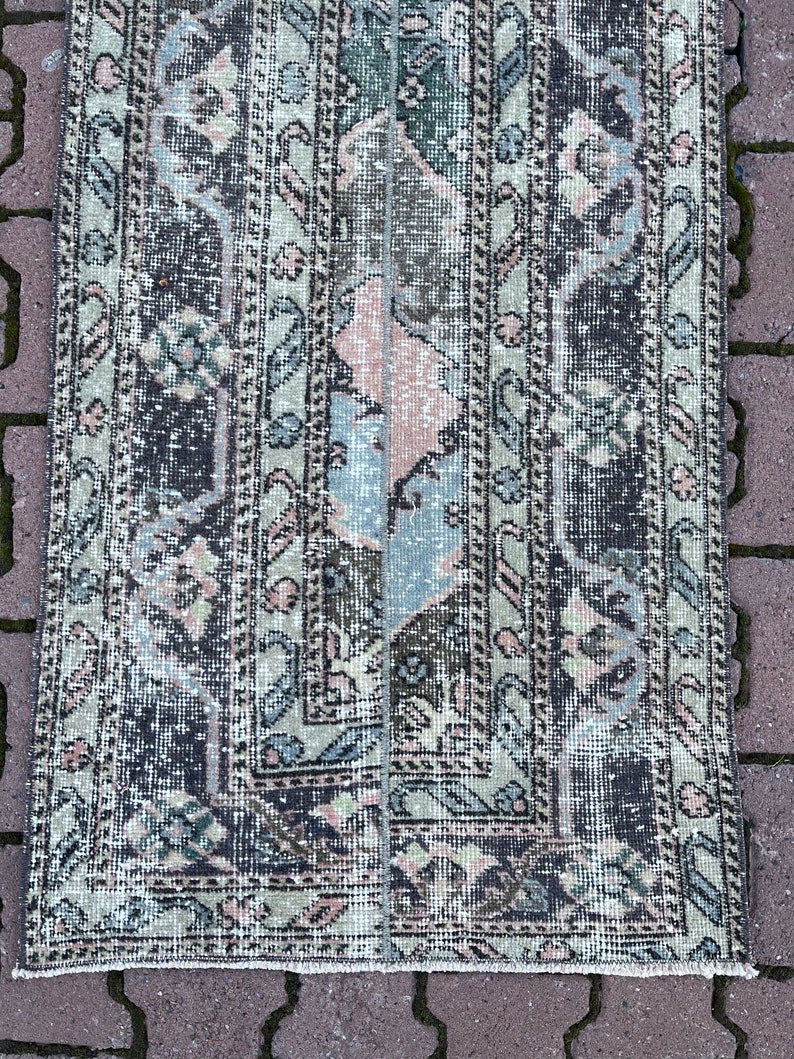 runner rug oushak rug vintage hallway rug turkish rug wool rug hand knotted rug turkey floor rug 2.3 x 12.2 ft.