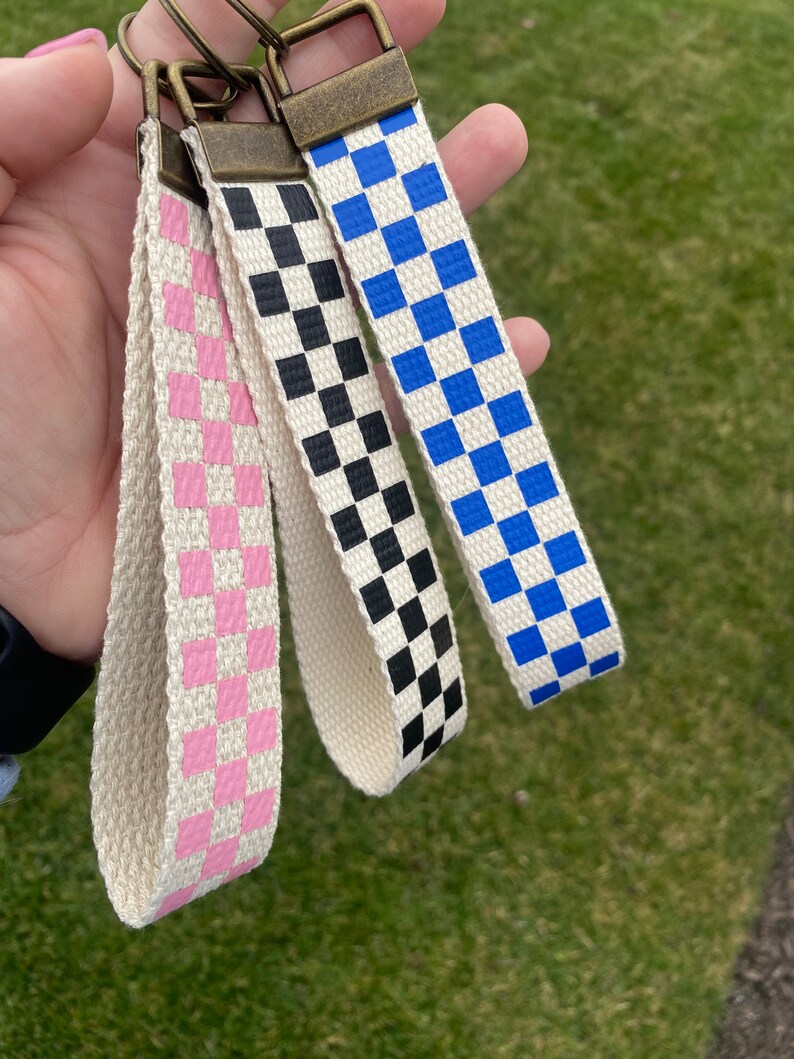 Checkered Keychain/ Checkered Key Wristlet/ Checkered Key Fob ...