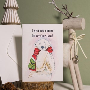 Polar bear Christmas card | Polar bear pun card | Bear Christmas card | Animal greeting card | Christmas card