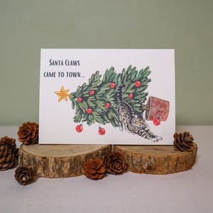 Funny Cat Christmas Card | Santa Claws Pun Greeting