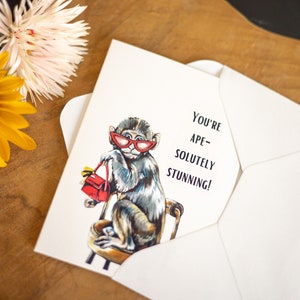 Monkey greeting card | Greeting card watercolor | Animal greeting card | Monkey | Funny greeting card