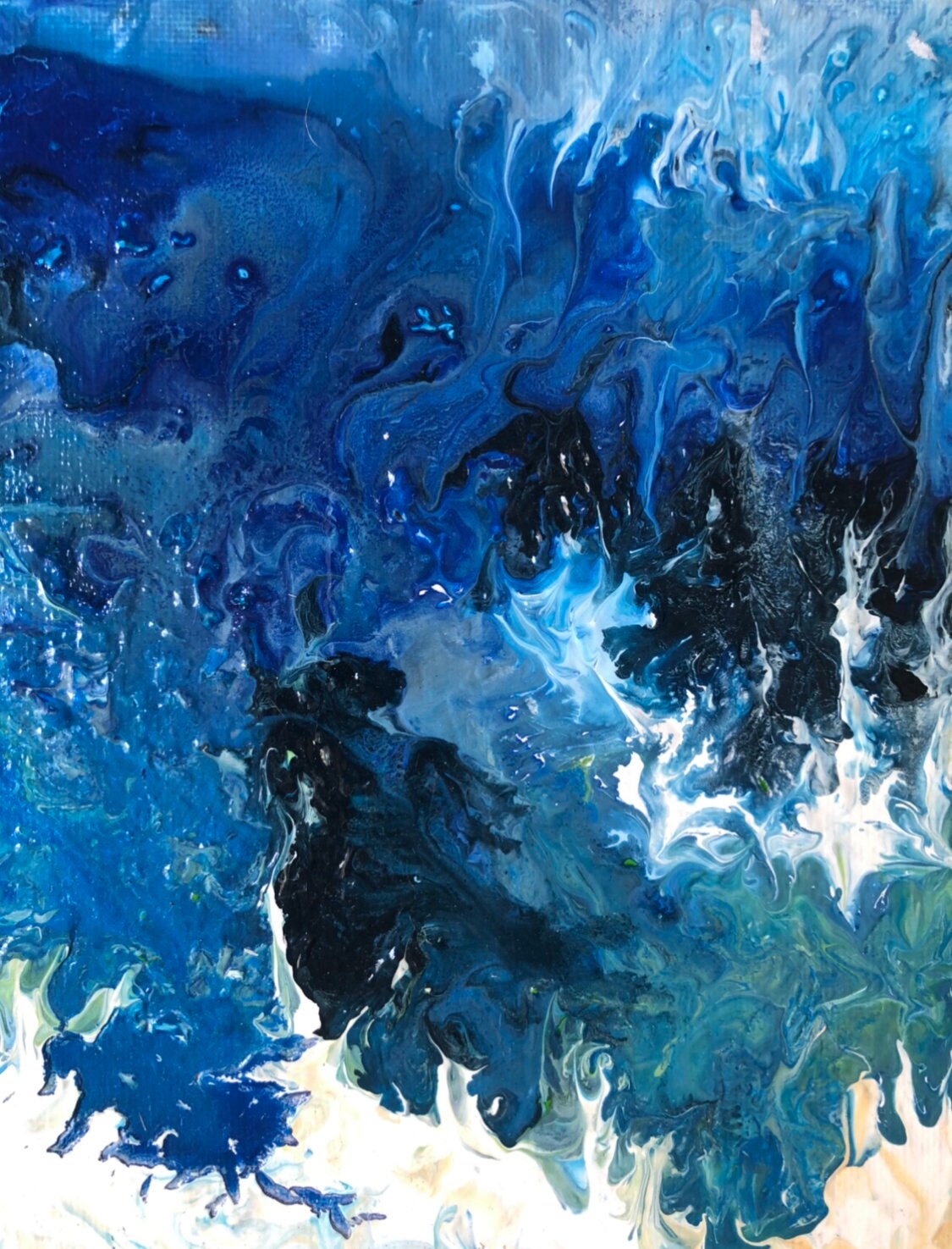 Abstract ocean painting Acrylic 25x25cm canvas board Etsy