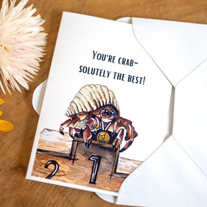 De leukste wenskaart | Krab wenskaart | Wenskaart aquarel | Dierenwenskaart | Krab | Grappige wenskaart | Je bent de beste