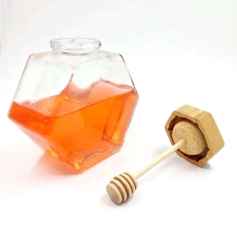 1 Small Honey Jar honey pot honey dipper wooden cork bamboo Etsy