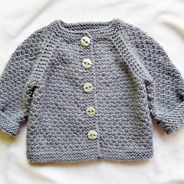 Knitting Pattern - Aster baby cardigan (top-down). Sizes: 0-3 (3-6) 6-12 (12-24) months. Download PDF in English
