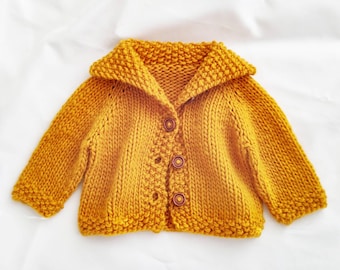 Coat Baby Cardigan Knitting Pattern PDF (EN) | Seamless Top-Down Raglan Sweater | Sizes 0–24 Months