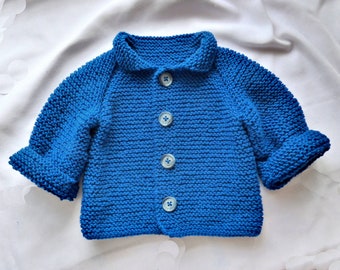 Knitting Pattern - Pansy Cardigan (top-down, seamless). Sizes: 0-3 (3-6) 6-12 (12-24) months. Download PDF in English