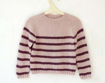 Knitting Pattern - The Nove Sweater (top-down). Sizes: 3-4 (5-6) 7-8 (9-10) 11-12 years. Download PDF in English