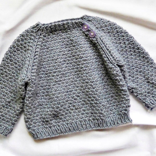 Knitting Pattern - Aster baby pullover (top-down). Sizes: 0-3 (3-6) 6-12 (12-24) months. Download PDF in English