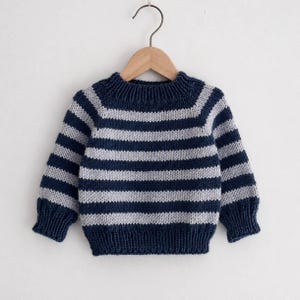 Striped Baby Pullover Knitting Pattern PDF (EN) | Seamless Top-Down Raglan Sweater | 0–24 Months