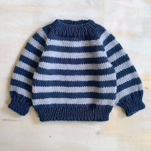 Striped Baby Pullover Knitting Pattern PDF (EN) | Seamless Top-Down Raglan Sweater | 0–24 Months