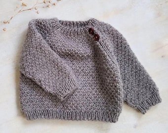 Aster Baby Pullover Knitting Pattern PDF (EN) | Seamless Top-Down Raglan Sweater | Sizes 0–24 Months