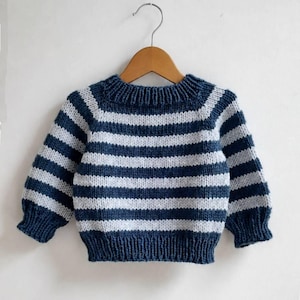 Striped Baby Pullover Knitting Pattern PDF (EN) | Seamless Top-Down Raglan Sweater | 0–24 Months