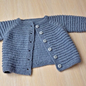 Knitting Pattern Polli Cardigan top-down, Seamless. Sizes: 0-3 3-6 6-12 ...