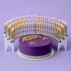 Birthday Candle Holder, Mirror-finish, Celebration Stadium, Milestone Centerpiece, 50th 60th 70th 75th 80th 90th 100th +INCLUDES 100 CANDLES