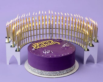 Birthday Candle Holder, Mirror-finish, Celebration Stadium, Milestone Centerpiece, 50th 60th 70th 75th 80th 90th 100th +INCLUDES 100 CANDLES