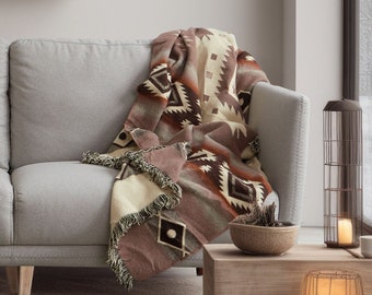 Alpaca Throw blanket  | Wool Throw Blanket I Reversible Aztec Throw Blanket Native Design | Southwestern Blanket Boho | Large Navajo Blanket