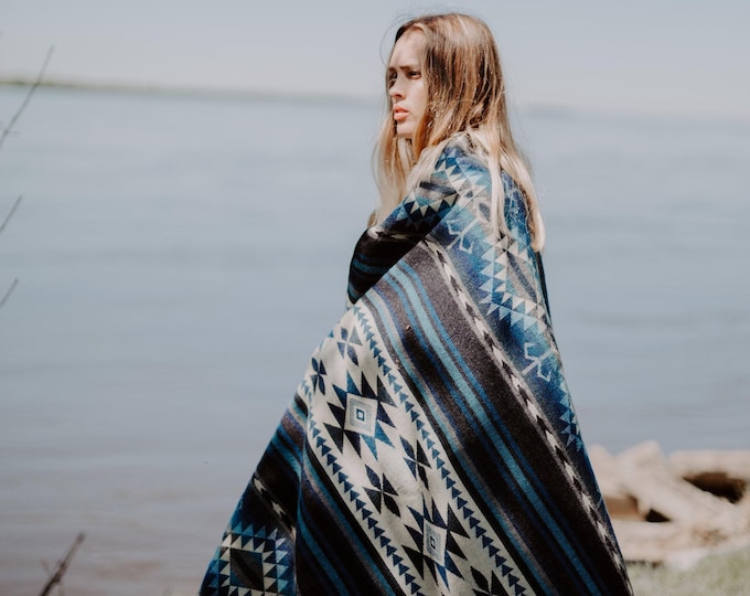 Large Aztec Blanket, Alpaca Queen Blanket Tribal Travel Blanket Boho